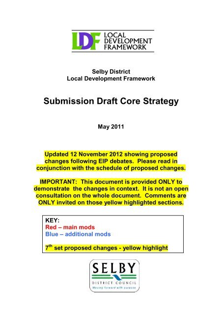 Tracked Version of Core Strategy, November 2012 - Selby District ...