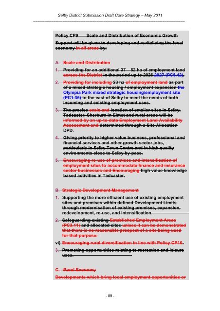 Tracked Version of Core Strategy, November 2012 - Selby District ...