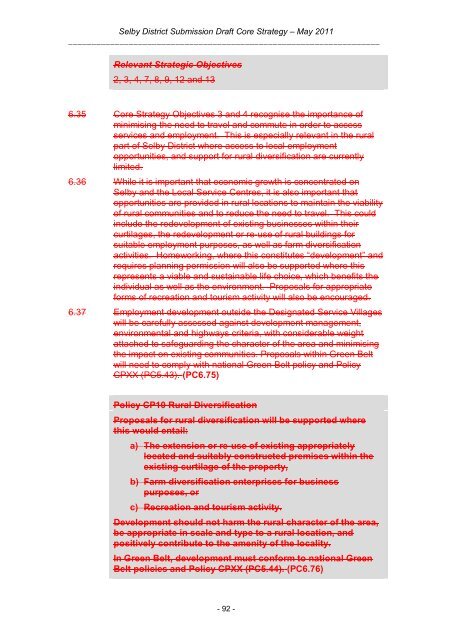 Tracked Version of Core Strategy, November 2012 - Selby District ...