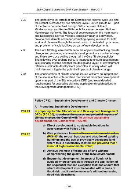 Tracked Version of Core Strategy, November 2012 - Selby District ...