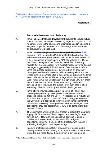 Tracked Version of Core Strategy, November 2012 - Selby District ...