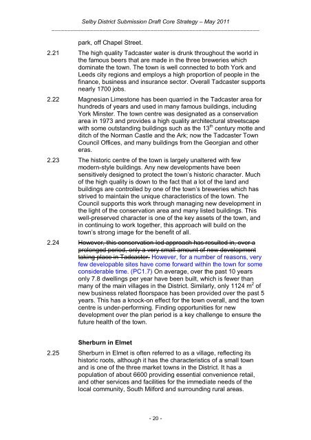 Tracked Version of Core Strategy, November 2012 - Selby District ...