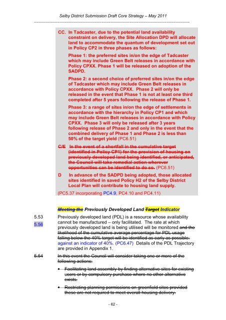 Tracked Version of Core Strategy, November 2012 - Selby District ...