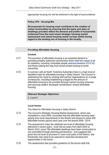 Tracked Version of Core Strategy, November 2012 - Selby District ...