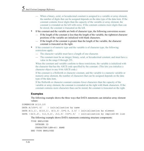 Intel(R) Fortran Language Reference (online version)