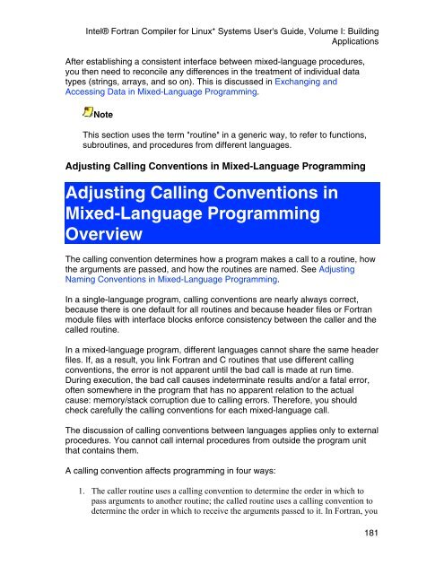 Intel(R) Fortran Compiler for Linux* Systems User's Guide Volume I ...
