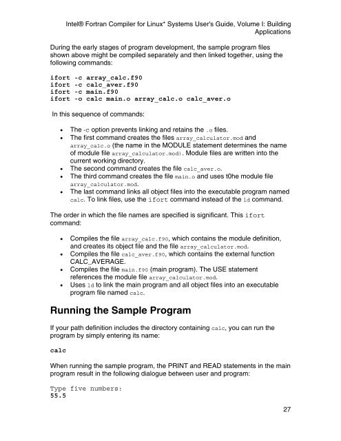 Intel(R) Fortran Compiler for Linux* Systems User's Guide Volume I ...