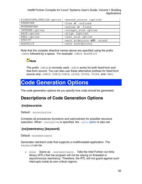 Intel(R) Fortran Compiler for Linux* Systems User's Guide Volume I ...