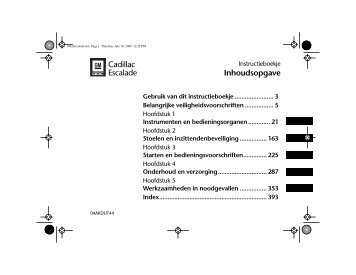 Inhoudsopgave Cadillac Escalade - IFS Europe BV