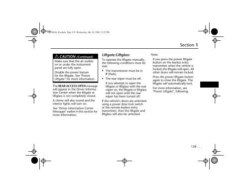 Table of Contents Cadillac Escalade - IFS Europe BV