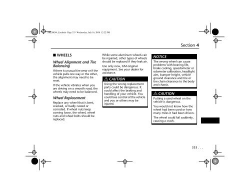 Table of Contents Cadillac Escalade - IFS Europe BV