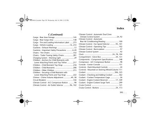 Table of Contents Cadillac Escalade - IFS Europe BV