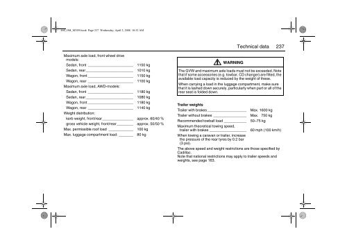 Owner's Manual Cadillac BLS - IFS Europe BV