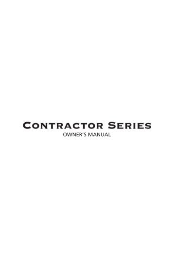 2010 Contractor Series Owner's Manual (pdf) - Master Spas