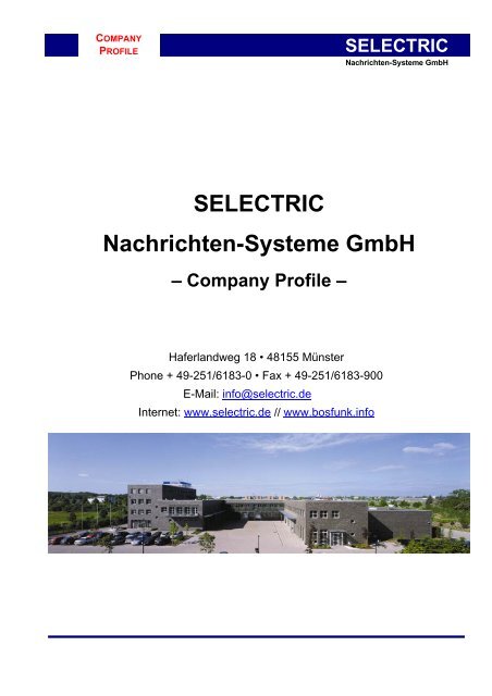 Company Profile - SELECTRIC Nachrichten-Systeme GmbH