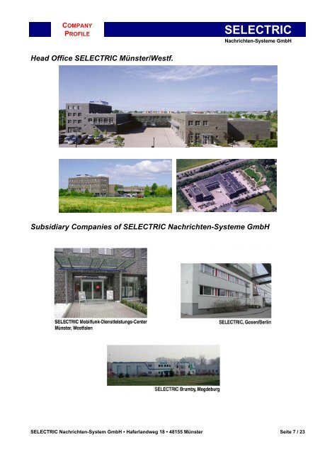 Company Profile - SELECTRIC Nachrichten-Systeme GmbH