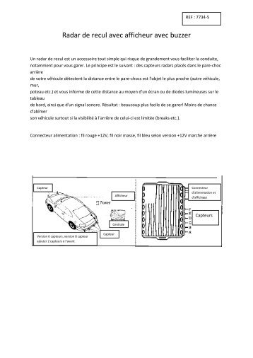 Notice Radar de recul 8 capteurs et son afficheur - Selectronic