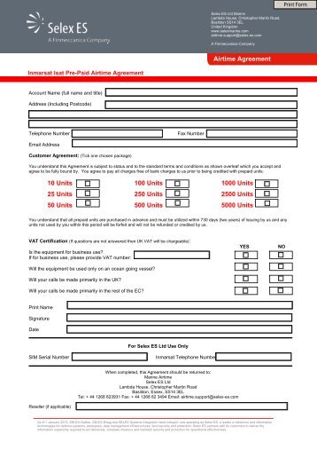 ISAT Pre Paid Airtime Agreement - Selex ES