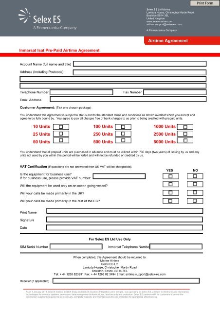 ISAT Pre Paid Airtime Agreement - Selex ES