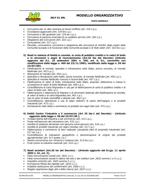 Modello Organizzativo Parte Generale - Self