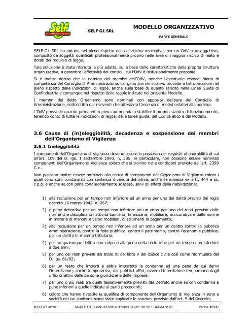 Modello Organizzativo Parte Generale - Self