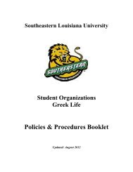 Student Organizations/Greek Life - Southeastern Louisiana University