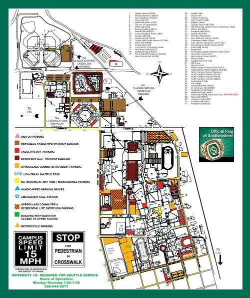 Campus Parking Map Southeastern Louisiana University 