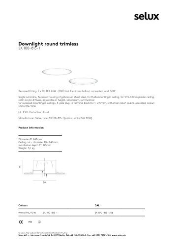 Downlight round trimless - Selux