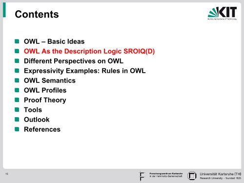 Part II: OWL - Foundations of Semantic Web Technologies