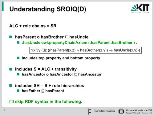 Part II: OWL - Foundations of Semantic Web Technologies