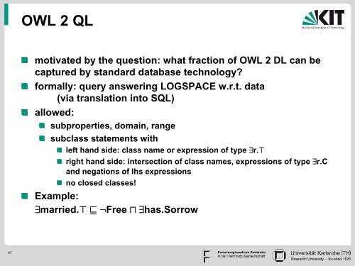 Part II: OWL - Foundations of Semantic Web Technologies