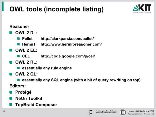 Part II: OWL - Foundations of Semantic Web Technologies