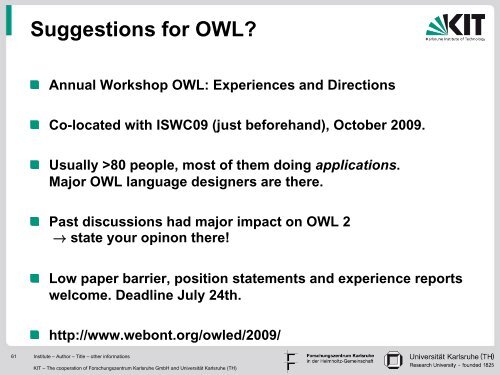 Part II: OWL - Foundations of Semantic Web Technologies