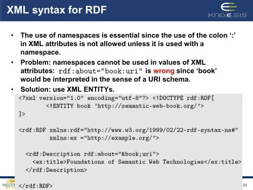 RDF - Foundations of Semantic Web Technologies