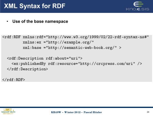 RDF - Foundations of Semantic Web Technologies