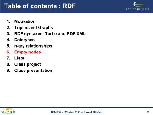 RDF - Foundations of Semantic Web Technologies