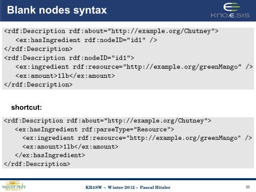 RDF - Foundations of Semantic Web Technologies