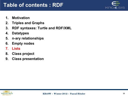 RDF - Foundations of Semantic Web Technologies