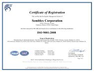 Certificate of Registration Semblex Corporation ISO 9001:2008