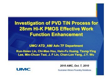 Investigation of PVD TiN Process for 28nm Hi-K PMOS ... - Sematech