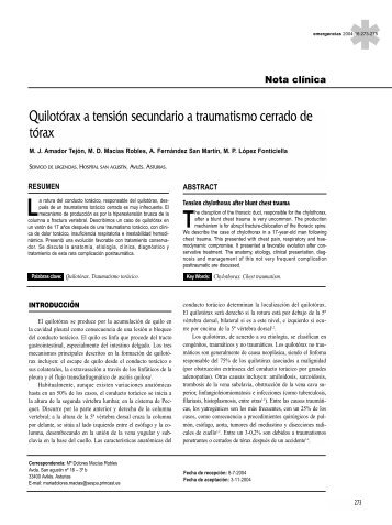 QuilotÃ³rax a tensiÃ³n secundario a traumatismo cerrado de ... - Semes