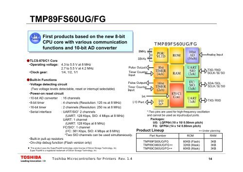Toshiba Microcontrollers for Printers ~ Functions and Features ...