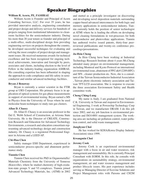 SESHA 2011 Program Book - Semiconductor Safety Association