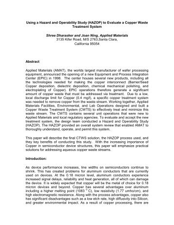 Using a Hazard and Operability Study (HAZOP) - Semiconductor ...
