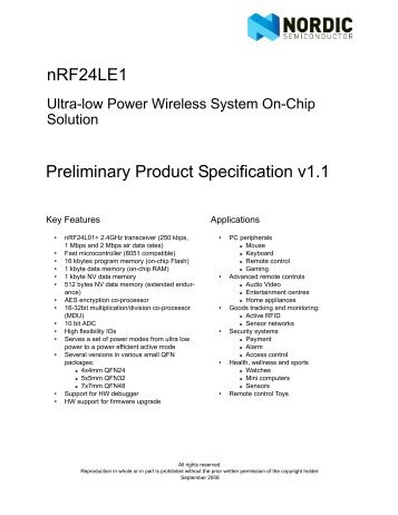 nRF24LE1 Product Spec.book - Keil