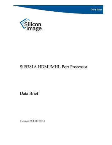 SiI9381A HDMI/MHL Port Processor - SemiconductorStore.com