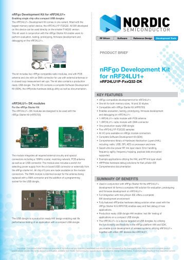 nRFgo nRF24LU1P DK Product Brief - SemiconductorStore.com