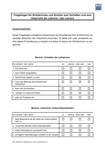 Fragebogen fÃ¼r SchÃ¼lerinnen und SchÃ¼ler zum Verhalten und zum ...