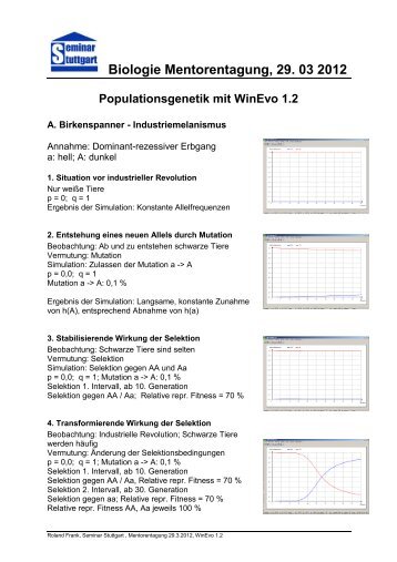 Biologie Mentorentagung, 29. 03 2012 Populationsgenetik mit ...