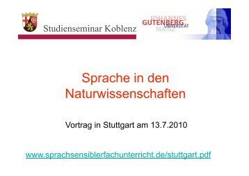 Vortrag - Staatliches Seminar fÃ¼r Didaktik und Lehrerbildung Stuttgart